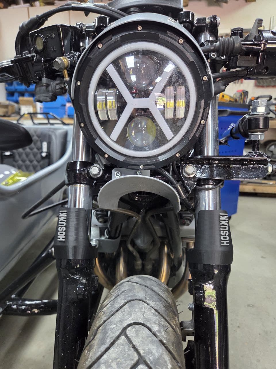 Gabelcover Yamaha XJ600 4BR Schwarz/Grau HOSUKKI – Bild 2